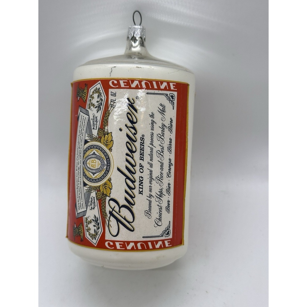 Rare Budweiser Beer Can Ornament Reverse Label Factory Variation Vintage‎